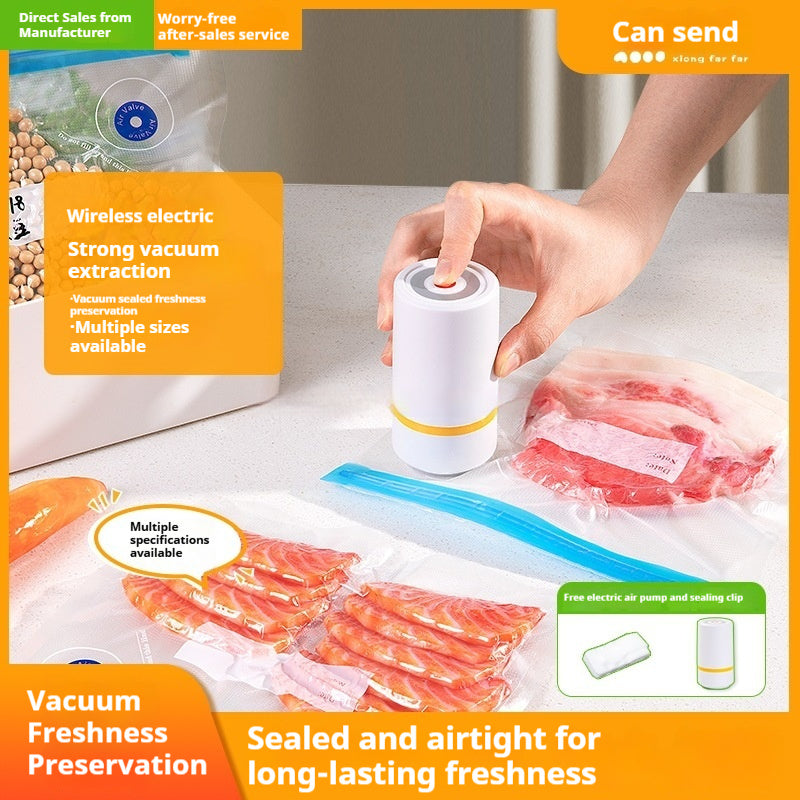 Machine sous vide en utilisation avec sachet alimentaire