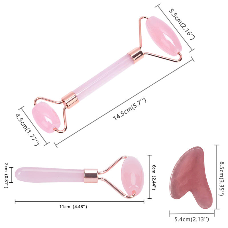 Pierre de massage Gua Sha quartz rose pour réduire les rides et tensions du visage

