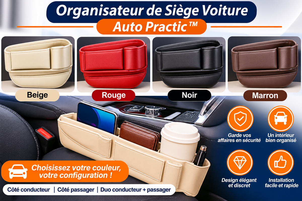Organisateur de Siège Voiture – Rangement Pratique Auto Practic™